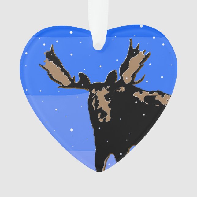 Moose in Winter  - Original Wildlife Art Ornament (Front)