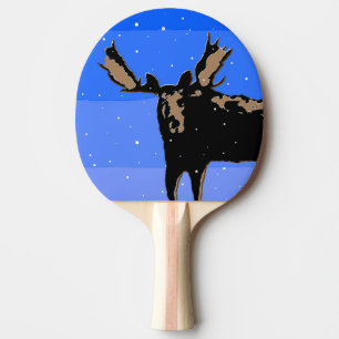 Moose in Winter  - Original Wildlife Art Ping Pong Paddle