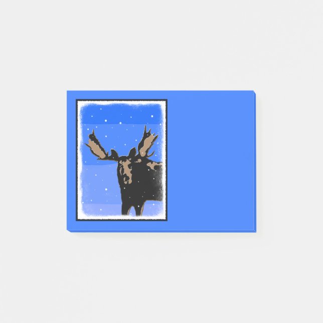 Moose in Winter  - Original Wildlife Art Post-it Notes (Front)