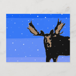 Moose in Winter - Original Wildlife Art Postcard