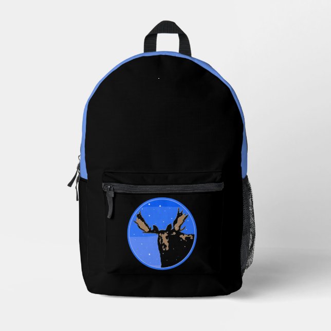 Moose in Winter  - Original Wildlife Art Printed Backpack (Front)