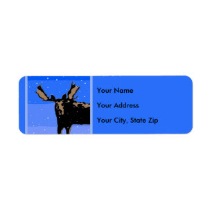 Moose in Winter  - Original Wildlife Art Return Address Label
