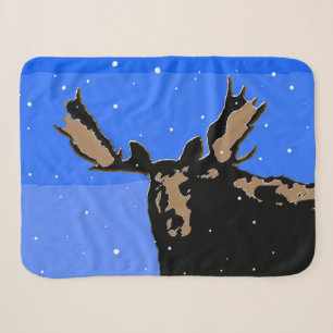 Moose in Winter - Original Wildlife Art Sherpa Blanket