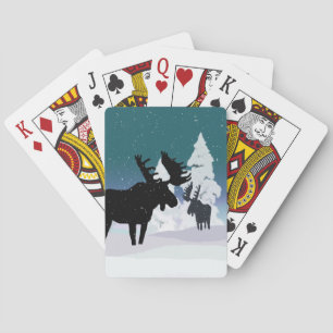Moose in Winter Snow Playing Cards