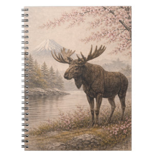 Moose Japanese Landscape Notebook, Wildlife Fusion Notebook
