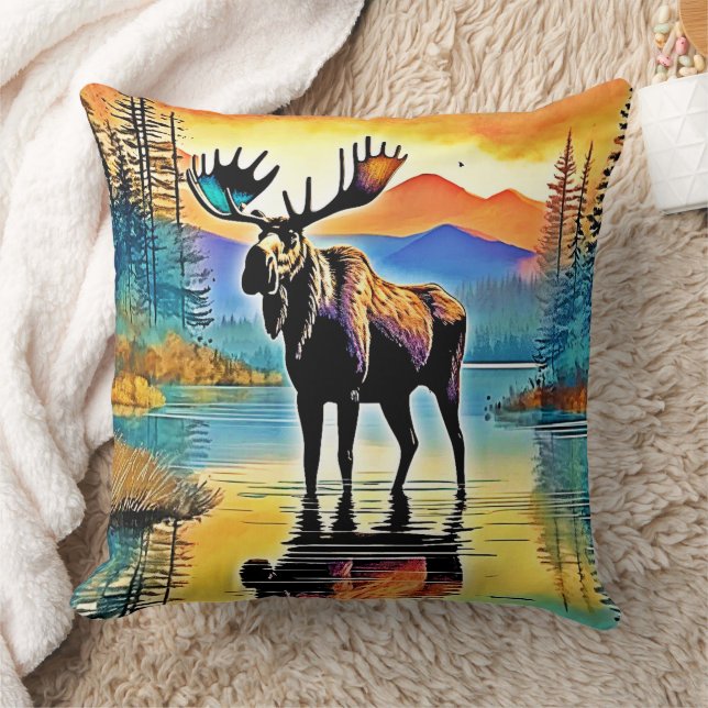 Moose Lake Sunset Majesty Cushion (Blanket)