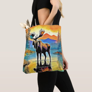 Moose Lake Sunset Majesty Tote Bag