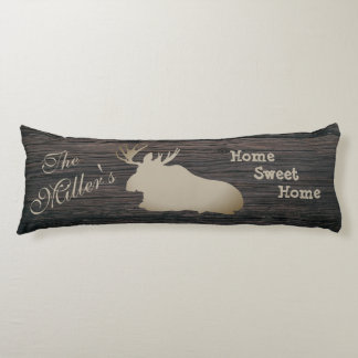 Moose Laying Standing Home Sweet Home Custom Name Body Cushion