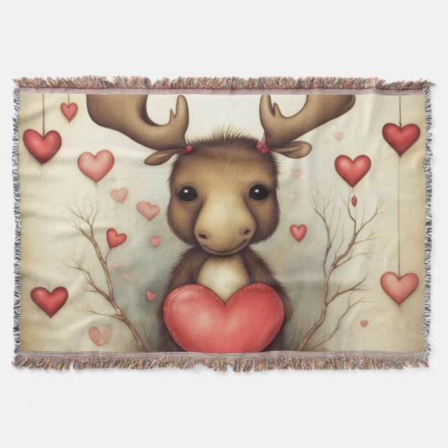 Moose Love 1 Throw Blanket (Front)