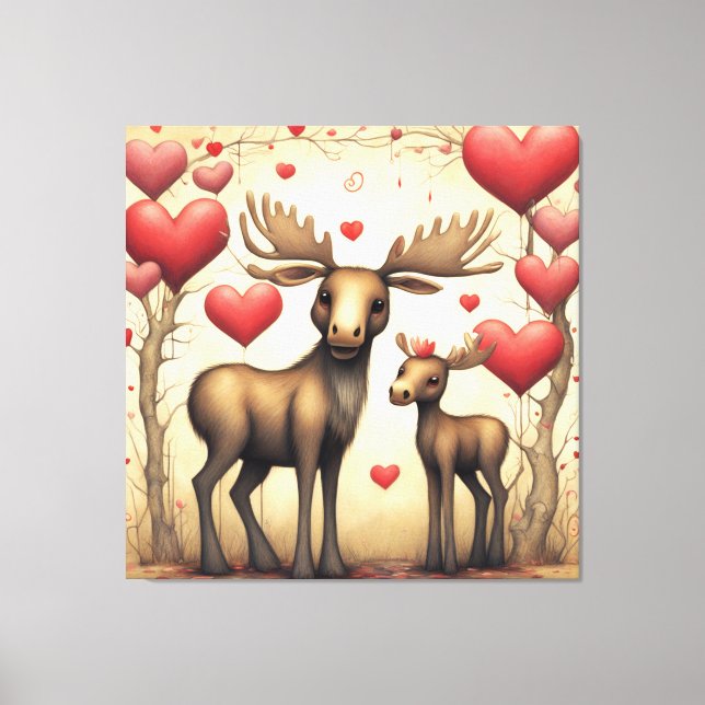 Moose Love 2 Canvas Print (Front)