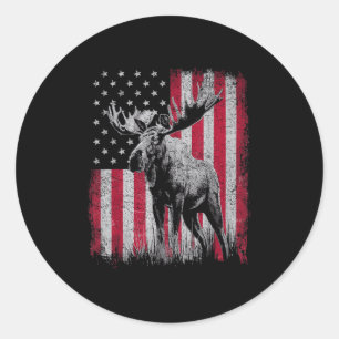 Moose Lover 4th Of July Patriotic Usa Independence Classic Round Sticker
