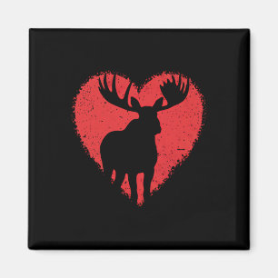 Moose Lover Valentines Day Cute Red Heart Wild Ani Magnet