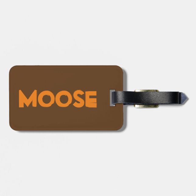 Moose Luggage Tag w/ leather strap (Back Horizontal)