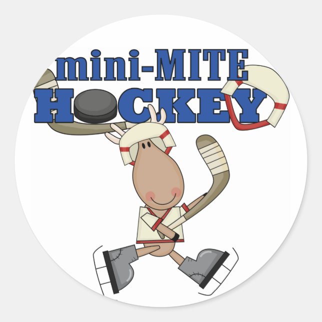Moose Mini Mite Hockey Tshirts and Gifts Classic Round Sticker (Front)