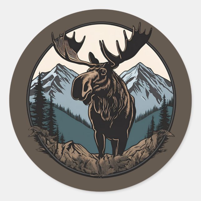 Moose Mountain Classic Round Sticker (Front)