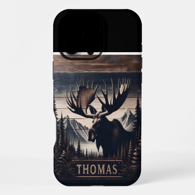 Moose & Mountains Sign iPhone Case (Back)