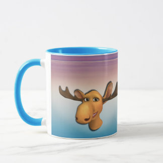 Moose Mug with blue purple sea