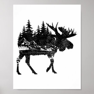 Moose Nature Alaska Hiking Fishing Camping Hunting Poster