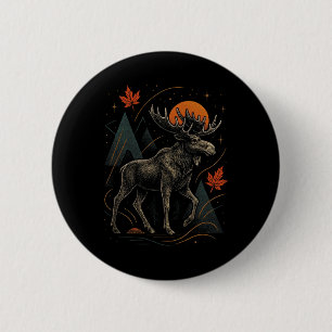 Moose Nature Wilderness Autumn Adventure Forest  6 Cm Round Badge