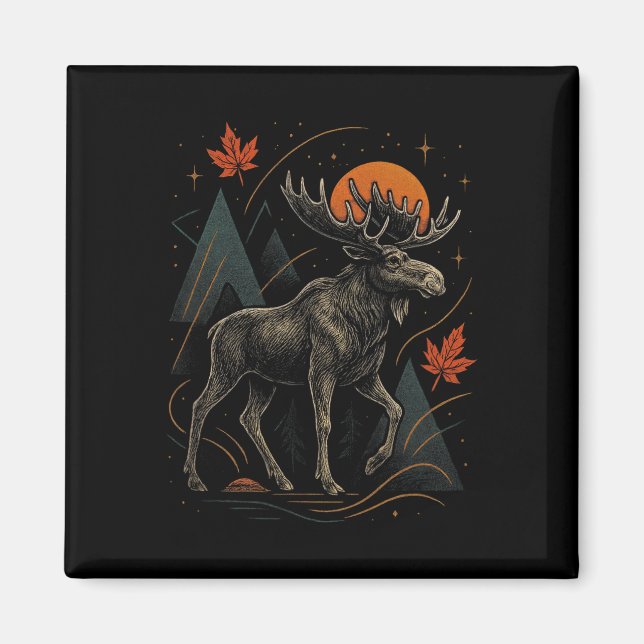 Moose Nature Wilderness Autumn Adventure Forest  Magnet (Front)