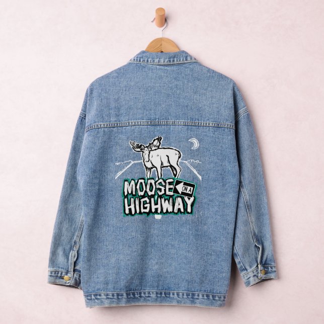 Moose on a Highway Denim Jacket (Hangar)