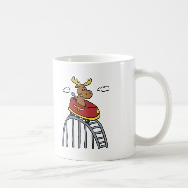 Moose on Roller Coaster | choose background colour Coffee Mug (Right)