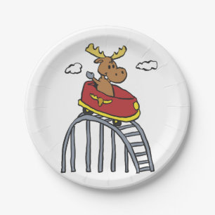 Moose on Roller Coaster   choose background colour Paper Plate