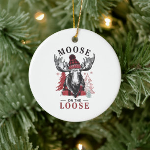 Moose On The Loose  Ceramic Ornament