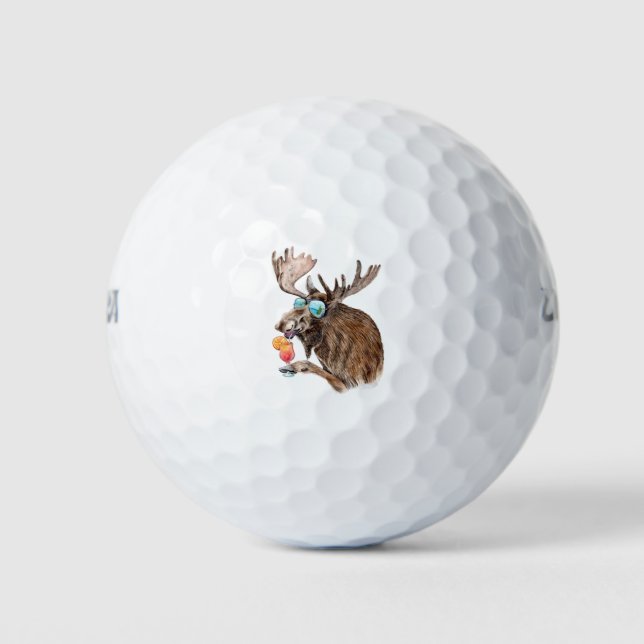 Moose on Vacation Golf Balls (Front)
