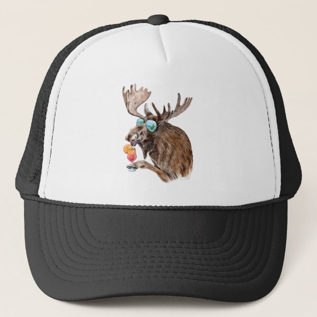 Moose on Vacation Trucker Hat (Front)