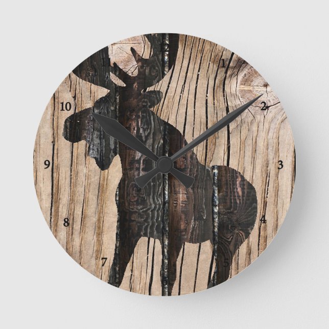 Moose on Wood Clock 3 (Front)