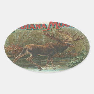 Moose Oval Sticker
