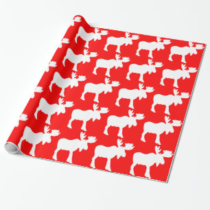 Moose Pattern Glossy Wrapping Paper, 30" x 6' Paper