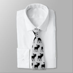 Moose Pattern Silhouette Rustic Tie