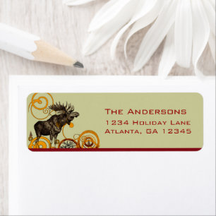 Moose Pine Tree Return Address Label