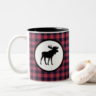 Moose Plaid Wilderness Mountain Two-Tone Coffee Mug