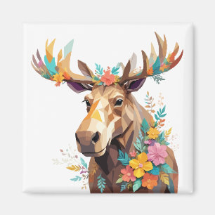 Moose Playful Adorable Fun Animal Colourful Forest Magnet