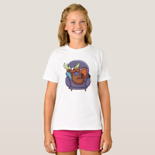 Moose reading a book on a sofa   choose back colou T-Shirt