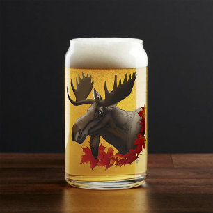 Moose Red Maple Leaves Can Glass