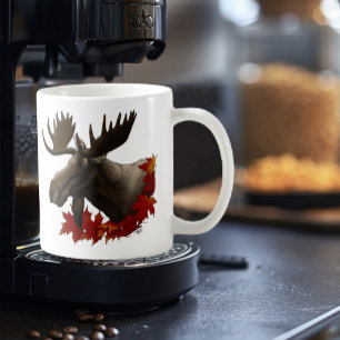Moose Red Maple Leaves Coffee Mug
