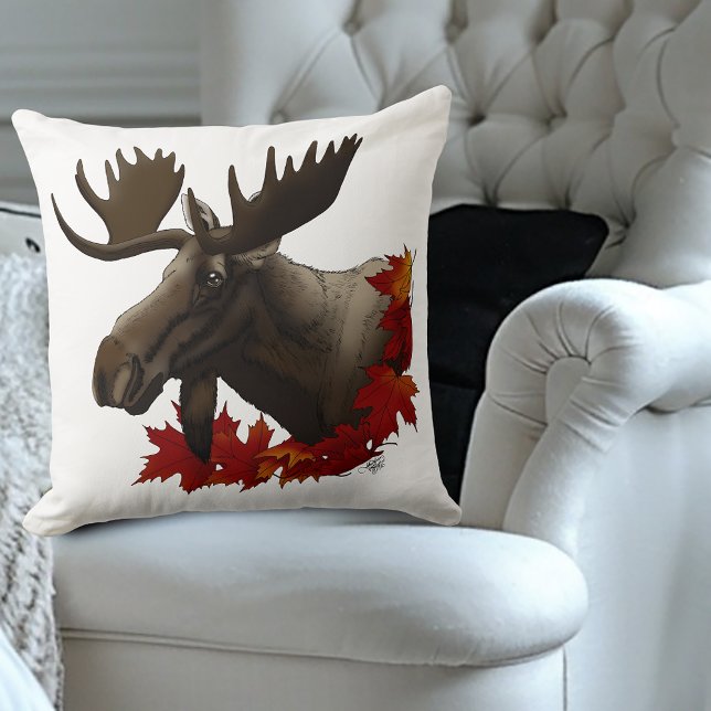 Moose Red Maple Leaves Cushion (Creator Uploaded)