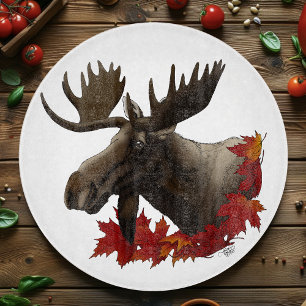 Moose Red Maple Leaves  Cutting Board