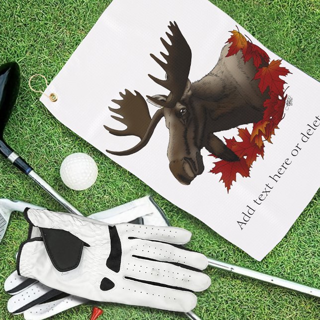 Moose Red Maple Leaves  Golf Towel (Creator Uploaded)