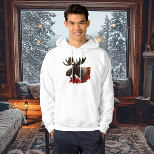 Moose Red Maple Leaves Hoodie
