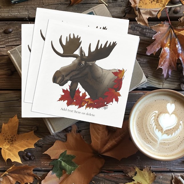 Moose Red Maple Leaves Napkin (Creator Uploaded)