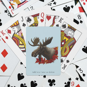 Moose Red Maple Leaves Playing Cards