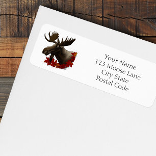 Moose Red Maple Leaves  Return Address Label