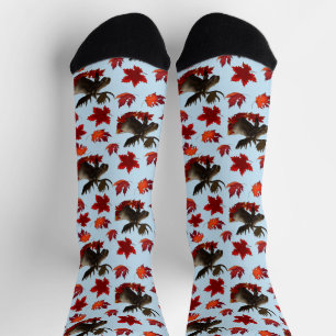 Moose Red Maple Leaves Socks