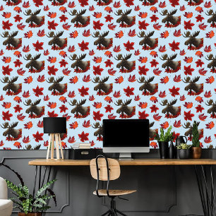 Moose Red Maple Leaves Wallpaper