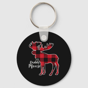 Moose Red Plaid Buffalo Matching Family Pajama Key Ring